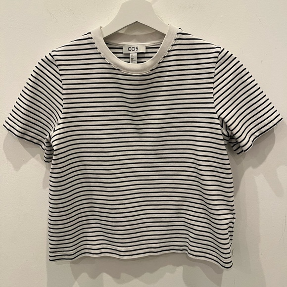 COS Tops - COS Shirt Womens Small Black White Striped Crewneck Short Sleeve Cotton Tee Top